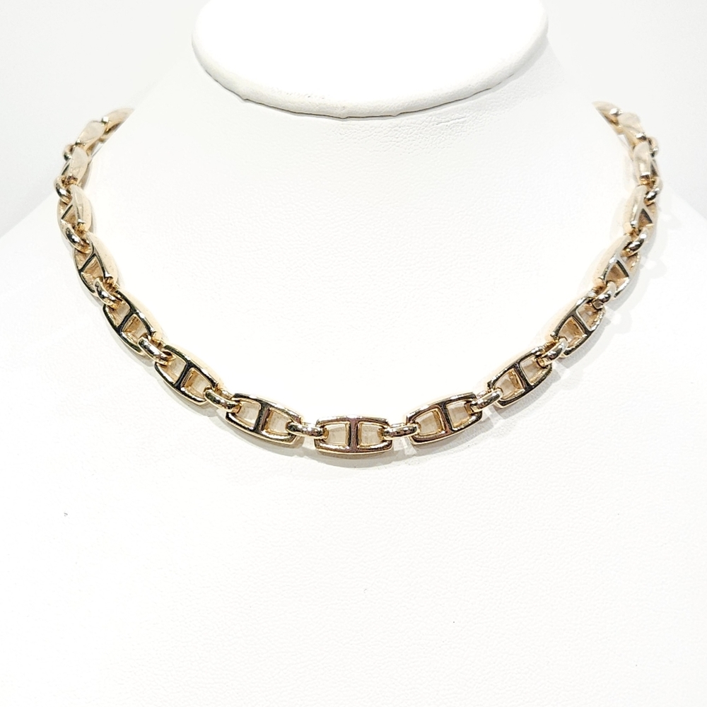 Christian Dior Vintage 1970s CD Logo Chain Link Gold Collar Necklace Germany
